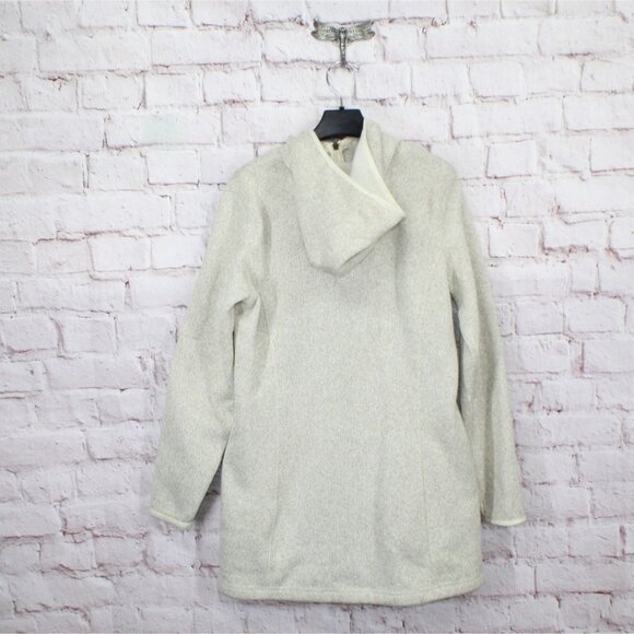 LL Bean Sweater Fleece Coat Rugged Knit Sailcloth Size M - Picture 7 of 10